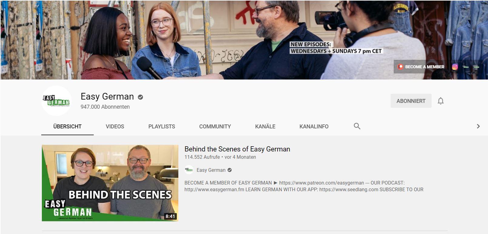 Youtube EasyGerman Deutsch lernen